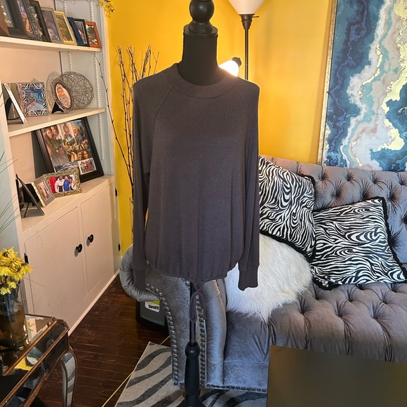 A new day, gray log sleeve women’s sweater size medium w/ drawstring waist - Picture 9 of 11